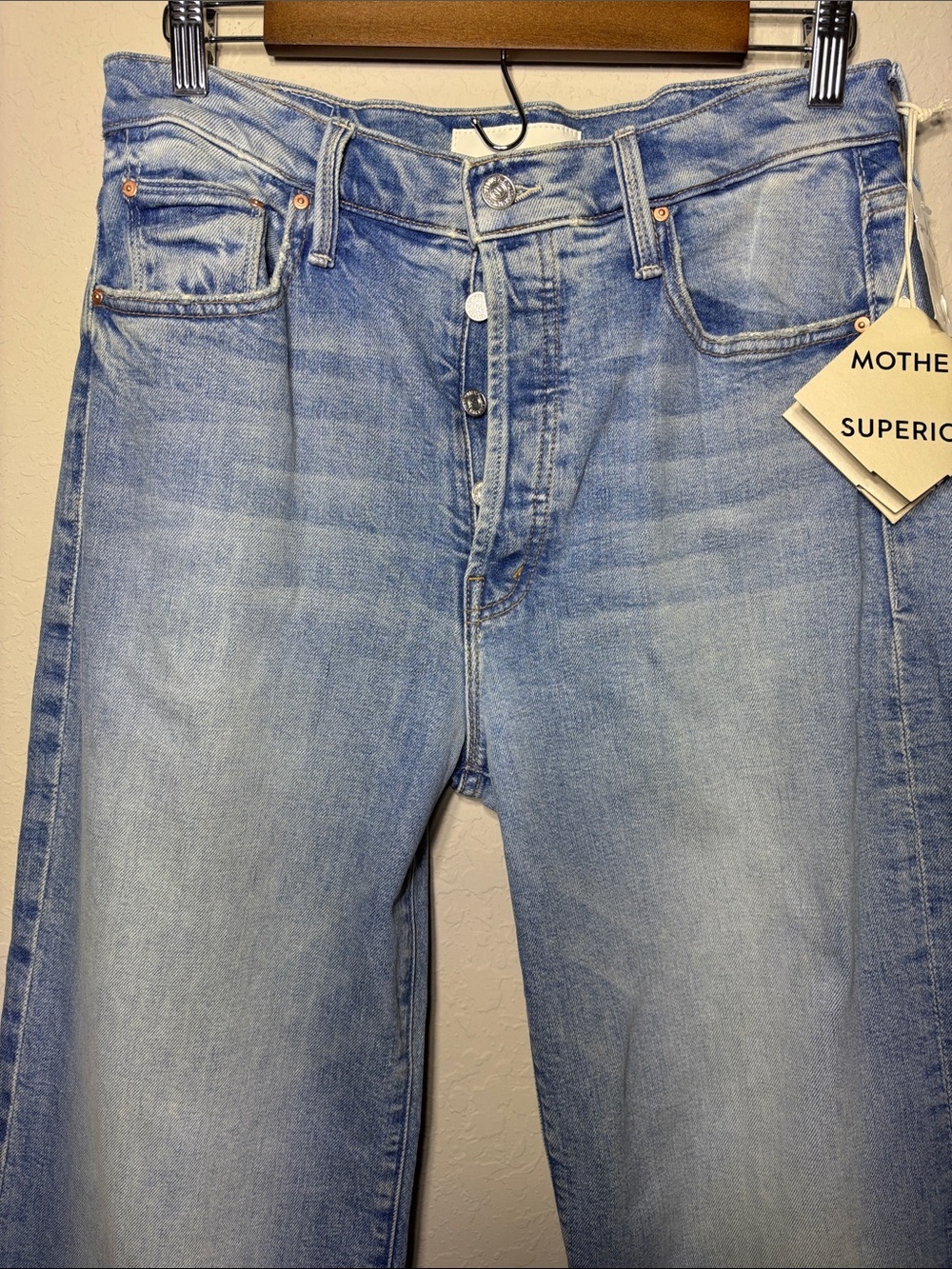 MOTHER Superior The Tomcat Roller High Rise Wide Leg Jeans/faded wash 31 NWT - Picture 7 of 13